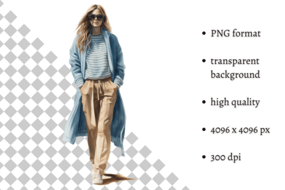 Download Fashion Girl in Beige &amp; Blue Clipart - Blue Collection