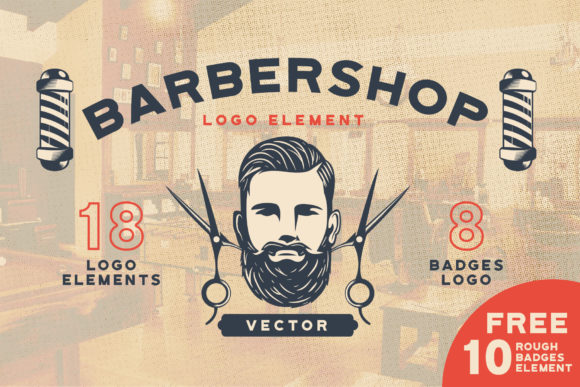 Download Barbershop Logo Elements Vector Kit - Element Collection