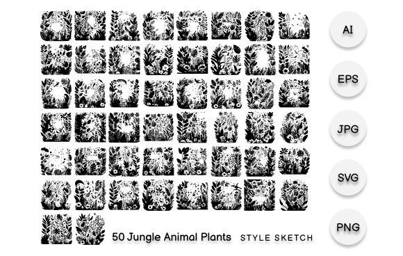 Download Jungle Animal Plants Element Black - Element Collection