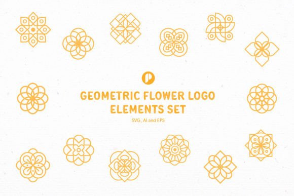 Download Geometric Flower Logo Elements Set - Element Collection